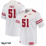 Men's Wisconsin Badgers NCAA #51 Gio Paez White Authentic Under Armour Big & Tall Stitched College Football Jersey XM31B37MO